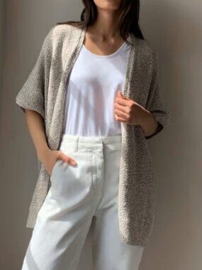 Community Ionic Cape oversized knitted cardigan beige women's size XS-S